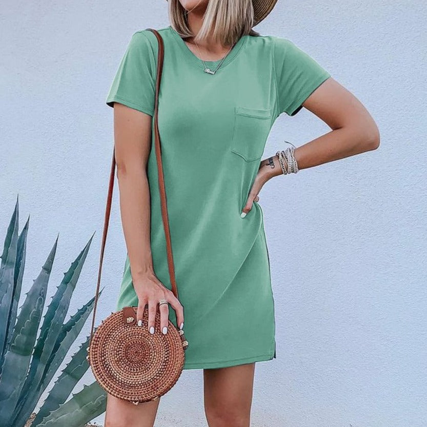 Gum Leaf Short Sleeve Tshirt Dress - Strewth Clothing